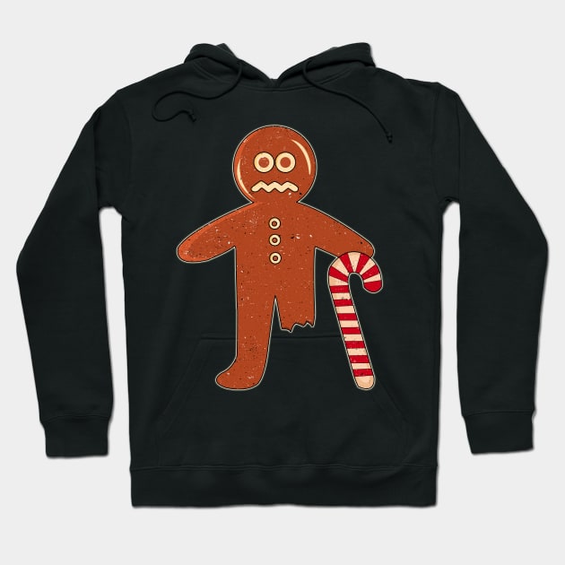 Gingerbread Person With Candy Cane Missing Leg Hoodie by Swagazon